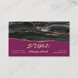 Cartão De Visita Mármore Preto Glitter Dourado Estilista Beleza