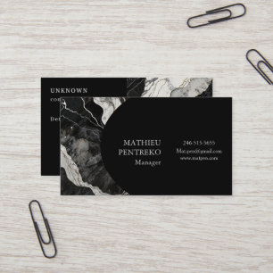 Cartão De Visita Mármore preto moderno e prata personalizados