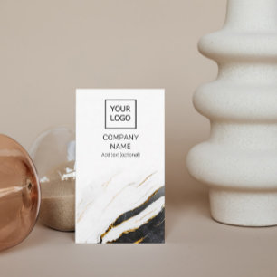 Cartão De Visita Mármore profissional único preto e branco vertical