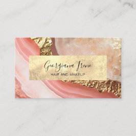 Cartão De Visita Mármore Rosa Dourado Falso Elegante Ágata