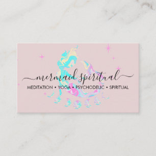 Cartão De Visita Mármore rosa Mermaid lua zodíaco espiritual