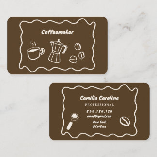 cartão de visita marrom de café aconchegante com d