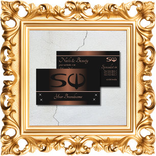 Cartão De Visita Marrom e preto elegantes com iniciantes profission