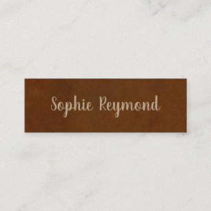 cartão de visita marrom elegante com nome de scrip