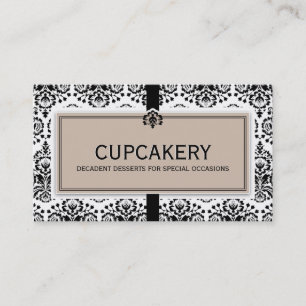 Cartão De Visita Marrom elegante do latte do preto do damasco do