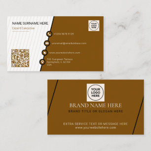 Cartão De Visita Marrom Simples Formal Código QR Profissional Moder
