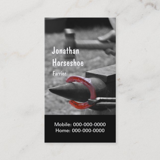 Cartão De Visita Martelando uns calçados quentes na forma (Frente)