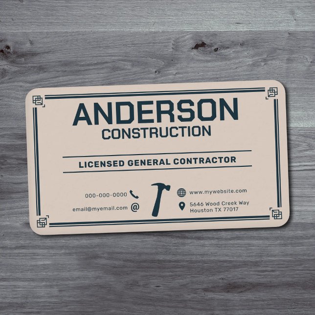Cartão De Visita Martelo - Construtor & Empreiteiro (Hammer - Builder & Contractor Business Card)