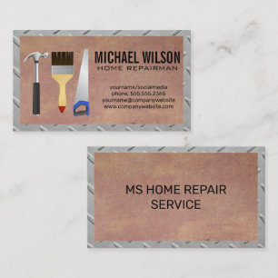 Cartão De Visita Martelo Wrench Brush Saw   Construção Reparadora