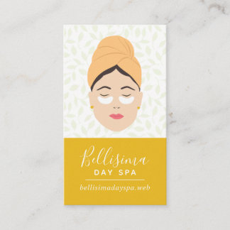 Cartão De Visita Máscara Amarelo-Bonita Lady Spa Professional