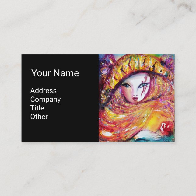 Cartão De Visita MÁSCARA AMARELO COM Artista de Maquiagem de Beleza (Frente)