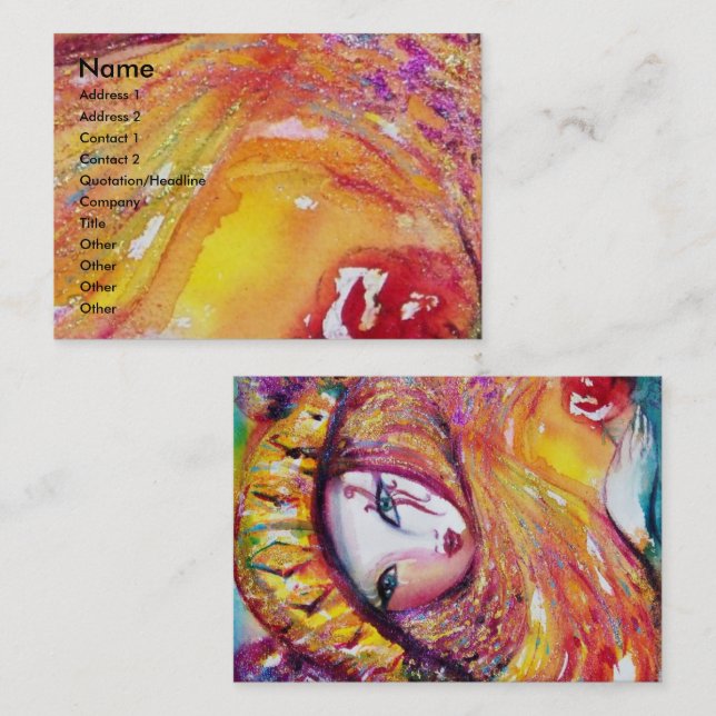 Cartão De Visita MÁSCARA AMARELO COM Beleza ROSA VERMELHA Compor Ar (Frente/Verso)