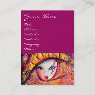 CARTÃO DE VISITA MÁSCARA CARNIVAL AMARELO COM ROSA VERMELHA