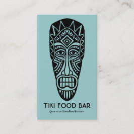 Cartão De Visita Máscara de Tiki - Verde Azul em Branco