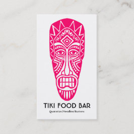 Cartão De Visita Máscara de Tiki - Vermelho de Neon em Branco