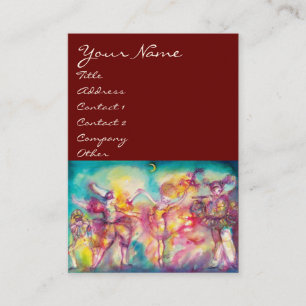 Cartão De Visita MASCARADA /DANCE,MÚSICA azul brilhante vermelho,ro