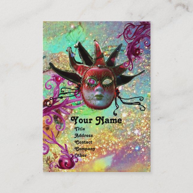 Cartão De Visita MASCARADA de Festa de MÁSCARAS VERMELHA NEGRA (Frente)