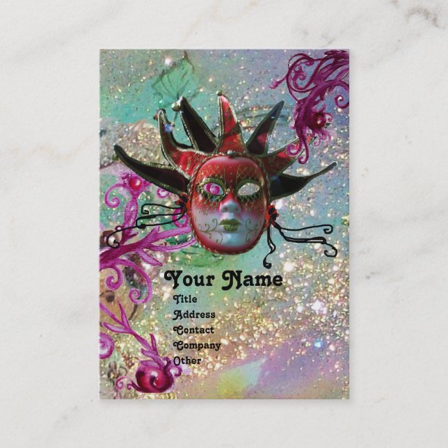 Cartão De Visita MASCARADA de Festa de MÁSCARAS VERMELHA NEGRA (Frente)