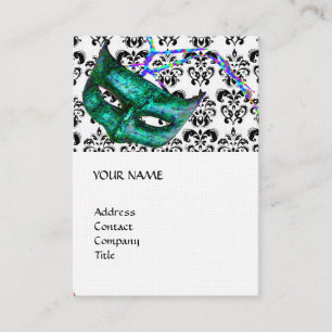 Cartão De Visita MASCARADA PARTY, roupa branca e preta