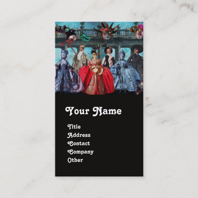 CARTÃO DE VISITA MÁSCARAS DE MASCARADA DE BOMBAS ANTIGAS ITALIANAS, (Frente)