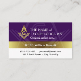 Cartão De Visita Mashônica de Grande Lodo de Freemason Roxo e Doura