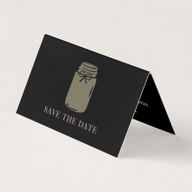 Cartão De Visita Mason Jar, Photo Save The Date Card (Frente)