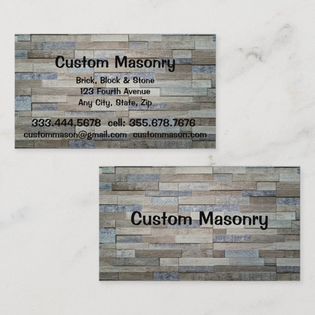 Cartão De Visita Masonry Brick, Block Stone Custom Business Busine (Frente/Verso)