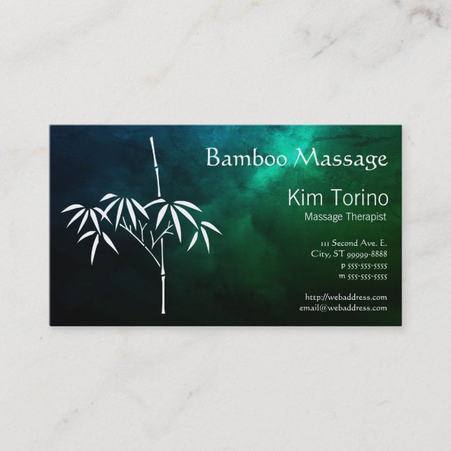 Cartão De Visita Massage Therapist Bamboo Dark Clouds Appointment (Frente)