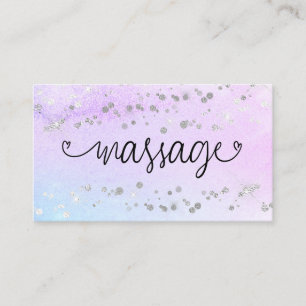 Cartão De Visita *~* Massage Therapist Hearts Glitter Pastel