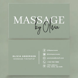 Cartão De Visita Massage Therapist Sage Green