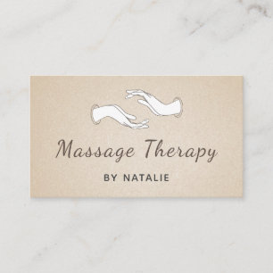 Cartão De Visita Massage Therapy Boho Script Modern Healing Mands