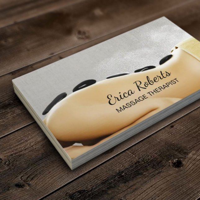 Cartão De Visita Massage Therapy Hot Stone Beauty Spa Salon (Criador carregado)
