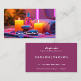 Cartão De Visita Massage Therapy Neon
