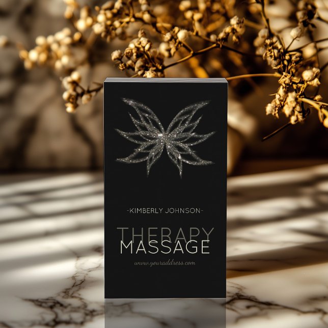 Cartão De Visita Massage Therapy Shimmering Flor Blossom Card (Perfect for business)