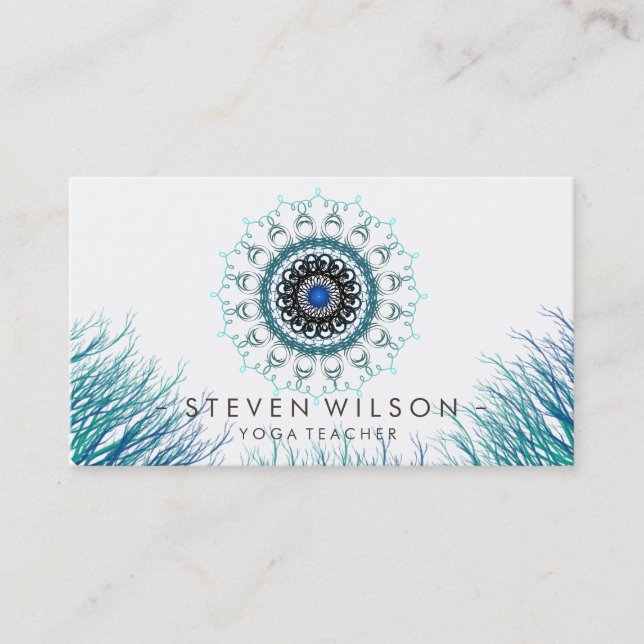 Cartão De Visita Massagem holística da meditação da ioga do damasco (Frente)