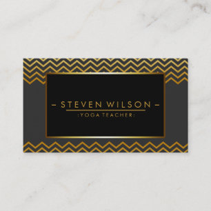 Cartão De Visita Massagem Holística Dourada Chevron Yoga