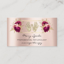 Cartão De Visita Massagem Reflexologia Reiki Mãos Código QR Rosa Do