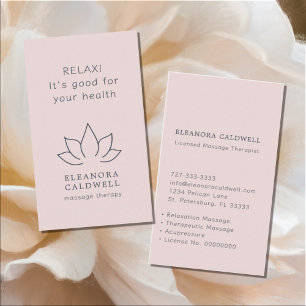 Cartão De Visita Massagem Terapêutica Lotus Logotipo Escamoteado Ro