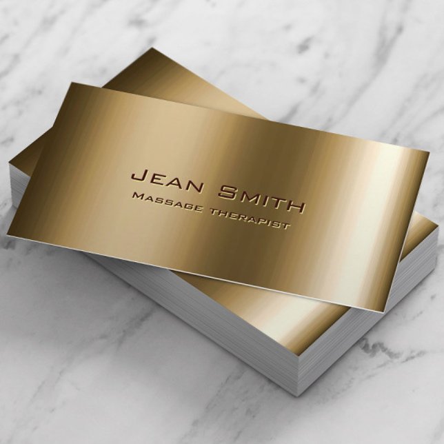 Cartão De Visita Massagem Terapista de Bronze de Metal (Criador carregado)