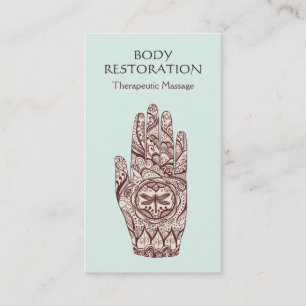 Cartão De Visita Massagem Terapista Henna Dragonfly Tattoo Mão 2
