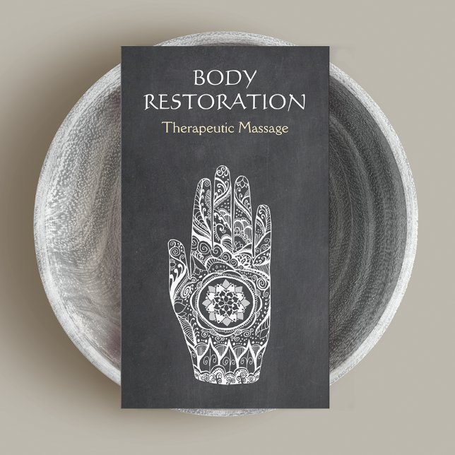 Cartão De Visita Massagem Terapista Henna Lotus Tattoo (Criador carregado)