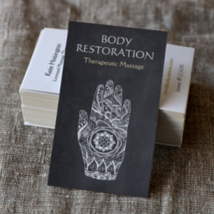 Cartão De Visita Massagem Terapista Henna Lotus Tattoo Mão