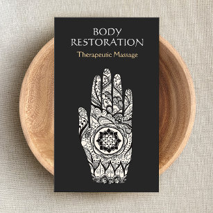 Cartão De Visita Massagem Terapista Henna Lotus Tattoo Mão 4