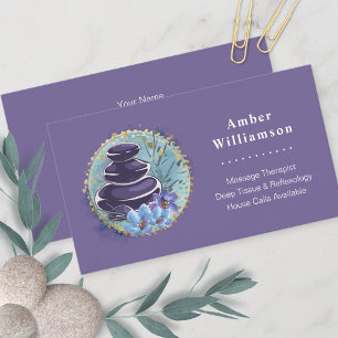 Cartão De Visita Massagem Terapista Salon Spa Stylist Zen Stones