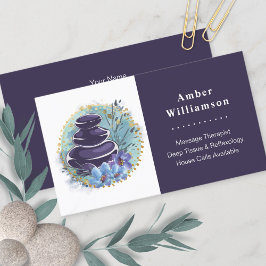 Cartão De Visita Massagem Terapista Salon Spa Stylist Zen Stones