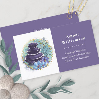 Cartão De Visita Massagem Terapista Salon Spa Stylist Zen Stones