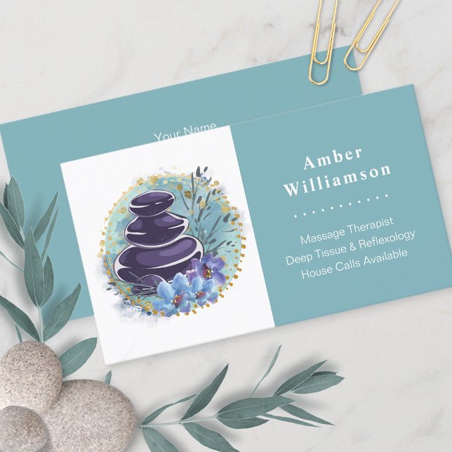 Cartão De Visita Massagem Terapista Salon Spa Stylist Zen Stones (Criador carregado)