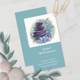 Cartão De Visita Massagem Terapista Salon Spa Stylist Zen Stones