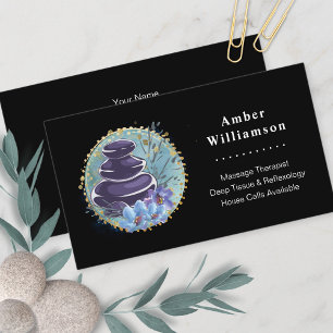 Cartão De Visita Massagem Terapista Salon Spa Stylist Zen Stones