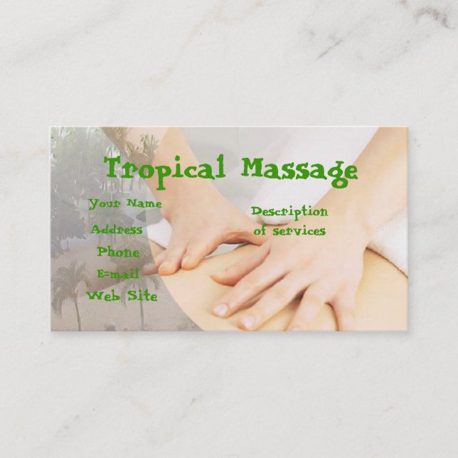 Cartão De Visita Massagem tropical (Frente)